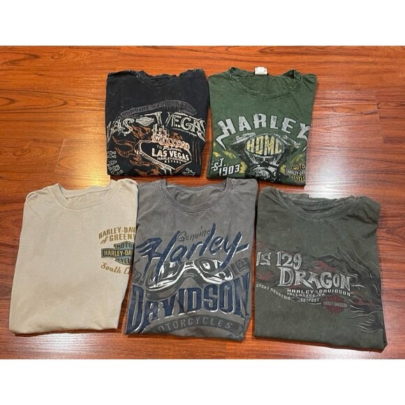 HARLEY DAVIDSON MENS LOT OF 5 SHIRTS SIZES LARGE - Picture 1 of 8